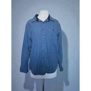 Mens L Pendleton Wool Trail Shirt Button Up Front Elbow Patches Blue See Photos